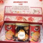 Elements Cake Abundance Box [12pc limited edition pineapple lychee tarts, 2 cans brine abalone]